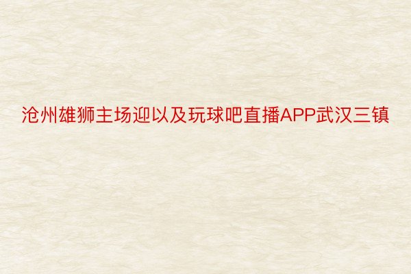 沧州雄狮主场迎以及玩球吧直播APP武汉三镇