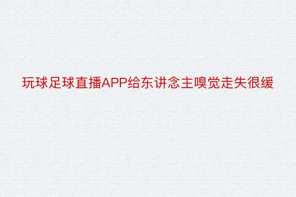 玩球足球直播APP给东讲念主嗅觉走失很缓